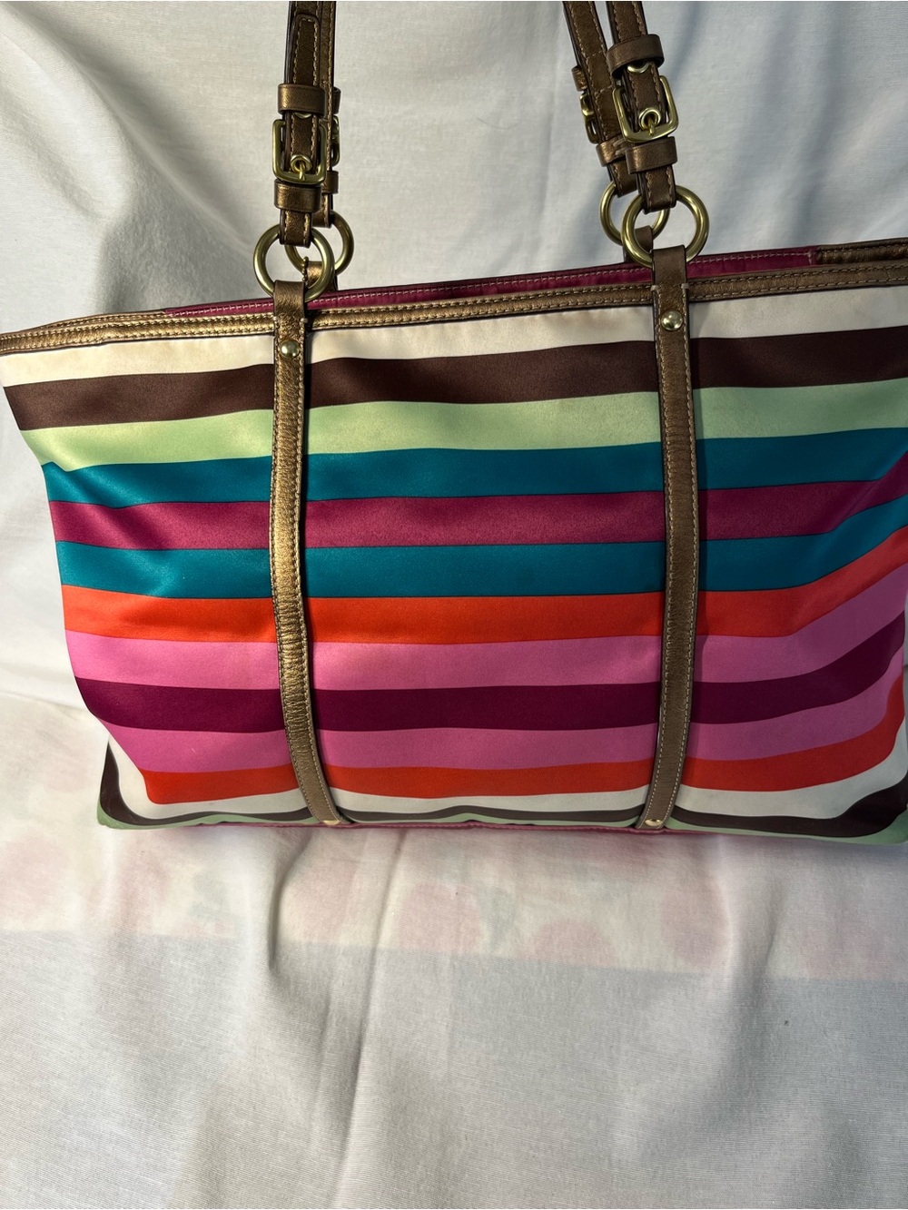Coach Legacy Striped Sateen Tote - Picture 9 of 17